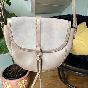 Stella & Dot Covet Sloan Leather Crossbody Tan Suede EUC